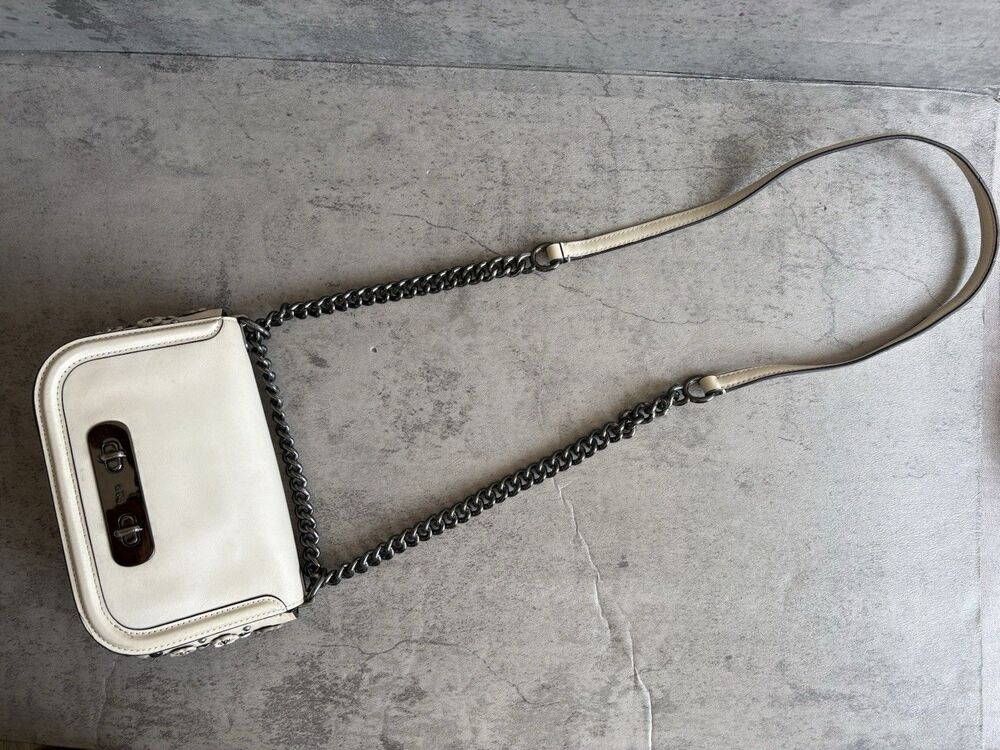 Coach Swagger 20 Willow Floral Tea Rose Crossbody Bag Glovetanned Leather Chalk - Picture 4 of 8